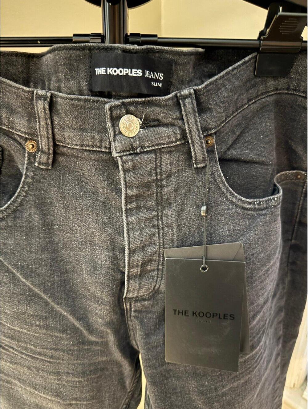 The Kooples Paris Slim Black Jeans Mens 32 Washed‎ Black Stretch Denim NWT